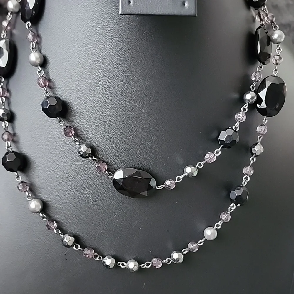 Extra Long Beaded Multi Color Man Made Materials Necklace Previously Loved